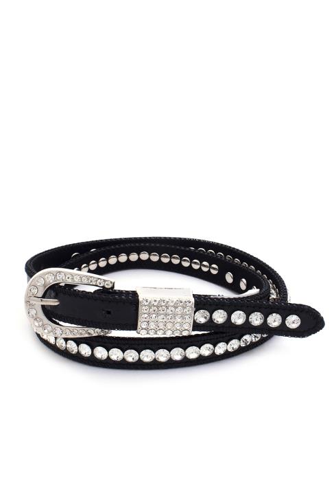 METAL BUCKLE RHINESTONE PU LEATHER