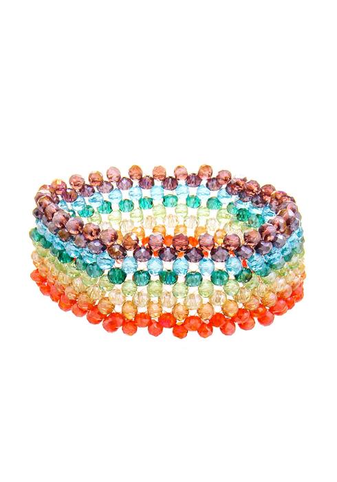 MIXED CLEAR COLORED BEADS BRACELET