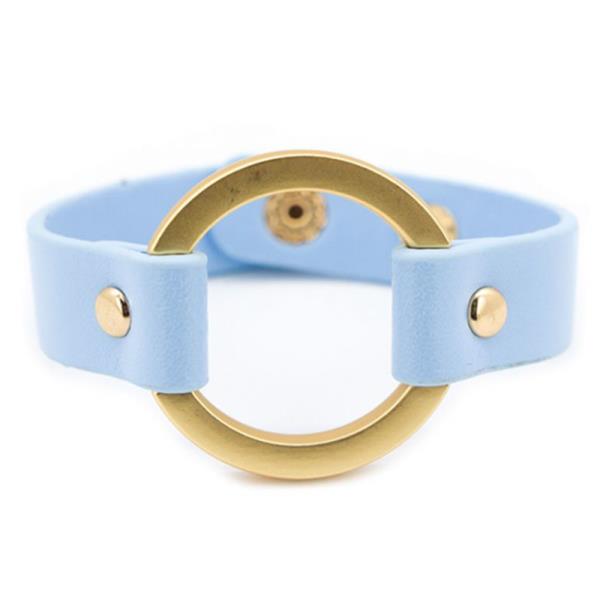 FAUX LEATHER ROUND RING BRACELET