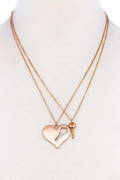 HEART KEY CHARM NECKLACE