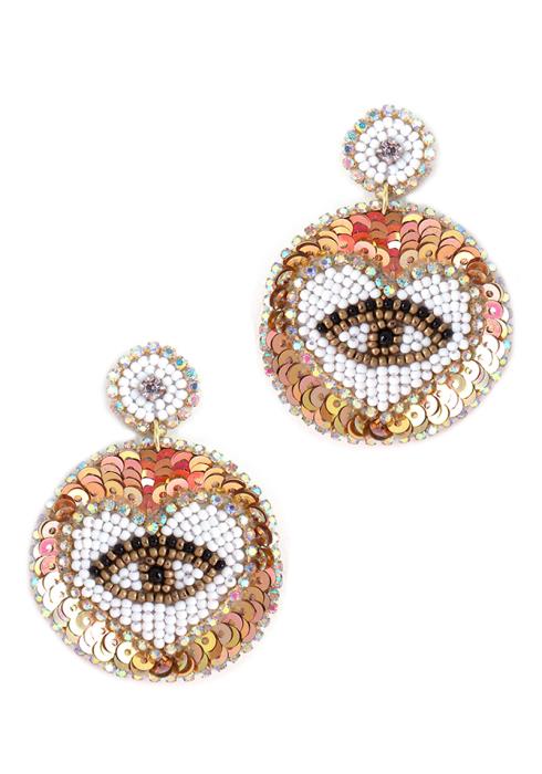 SEQUIN BEADED EYE POST DROP EARRING