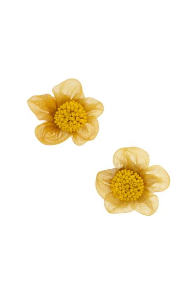 SEED BEAD CENTER TULLE FLOWER EARRING