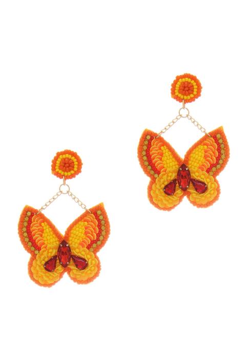 BEADED HANG BUTTERFLY EARRING