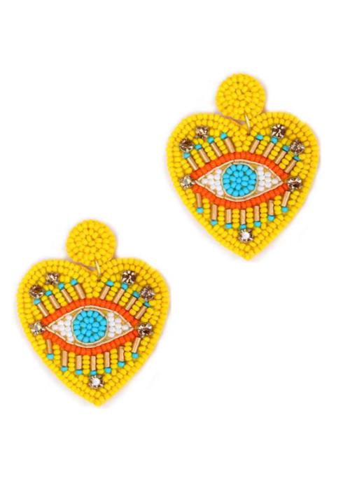HEART SHAPED OPEN EYE FASHION EARRINGS