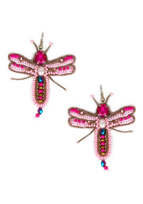 SEED BEAD SPANGLE DRAGONFLY EARRING