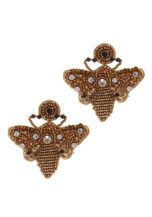 BEADED STONE POINT BUTTERFLY EARRING