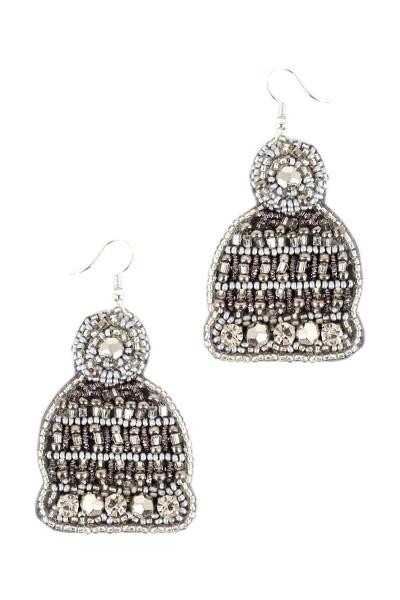 CHRISTMAS SEED BEAD WINTER BEANIES HOOK EARRING