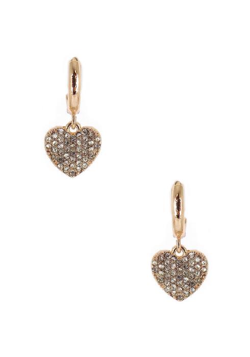 RHINESTONE HEART DANGLE HUGGIE EARRING