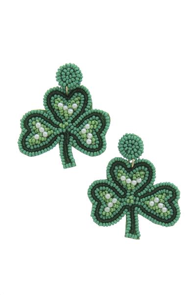 SHAMROCK SEED BEAD EARRING