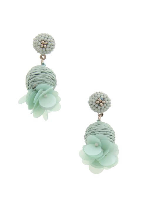 WOVEN BALL SEED BEAD DROP EARRING