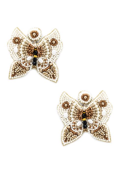 SEED BEAD BUTTERFLY DANGLE EARRING