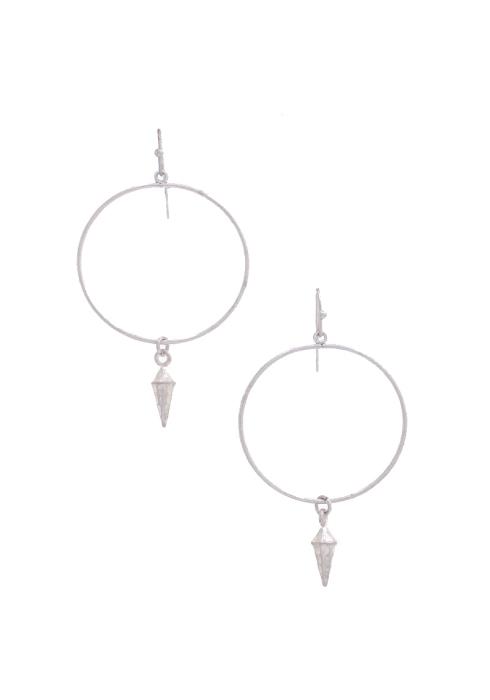 TRAINGLE CHARM CIRCLE DANGLE EARRING