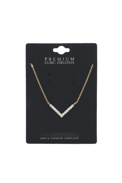 V SHAPE CUBIC ZIRCONIA PENDANT NECKLACE