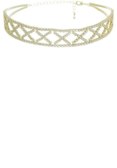 X LINE CRYSTAL CHOKER NECKLACE