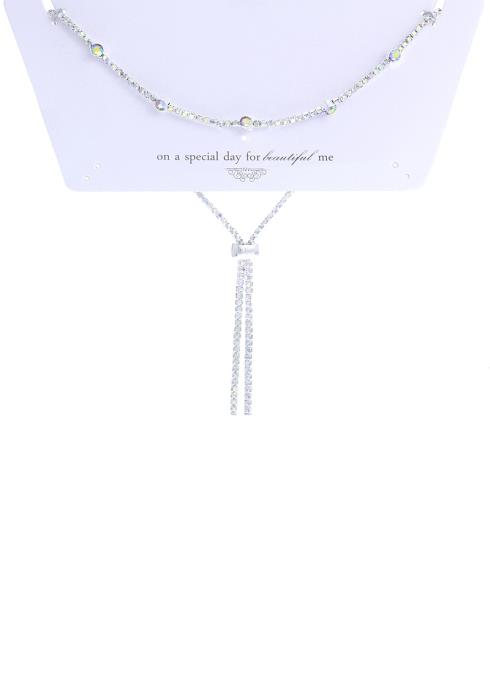 RHINESTONE ROUND STONE SLIDE NECKLACE