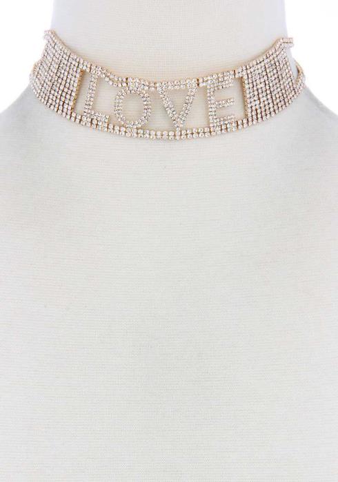 LOVE RHINESTONE CHOKER NECKLACE