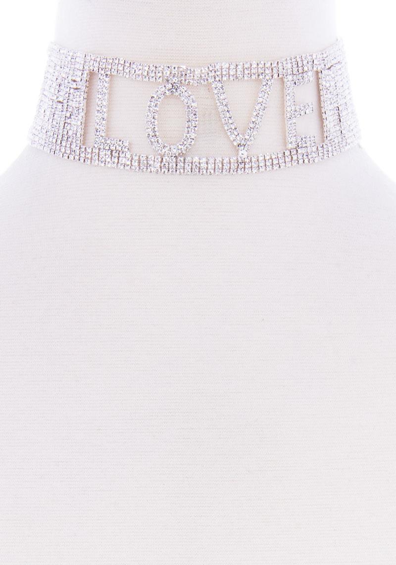 LOVE RHINESTONE CHOKER NECKLACE