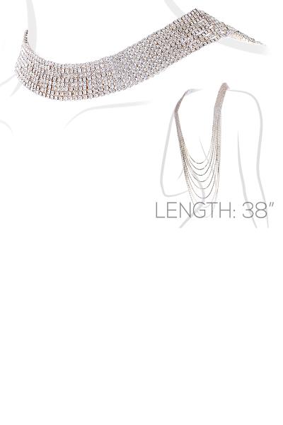 RHINESTONE LAYERED BACK SIDE NECKLACE