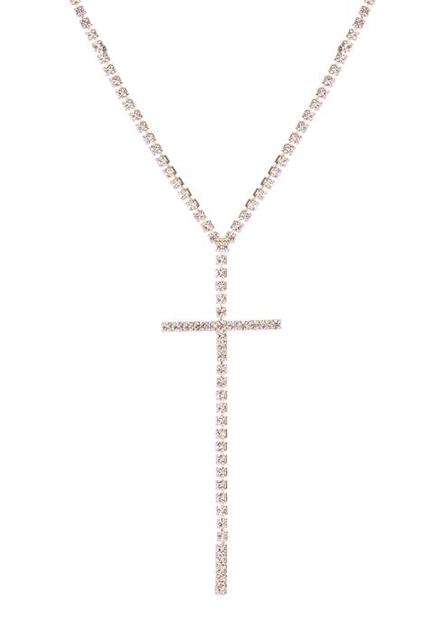RHINESTONE CROSS Y NECK NECKLACE
