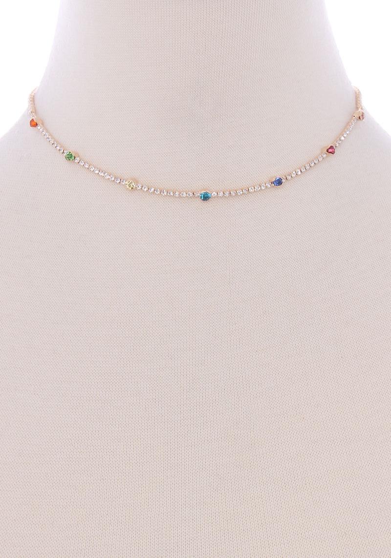 THIN RHINESTONE CHOKER NECKLACE