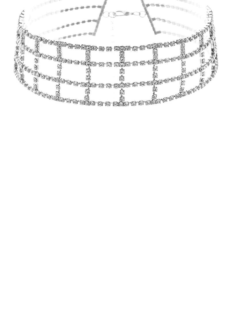 RHINESTONE NET PATTERN CHOKER