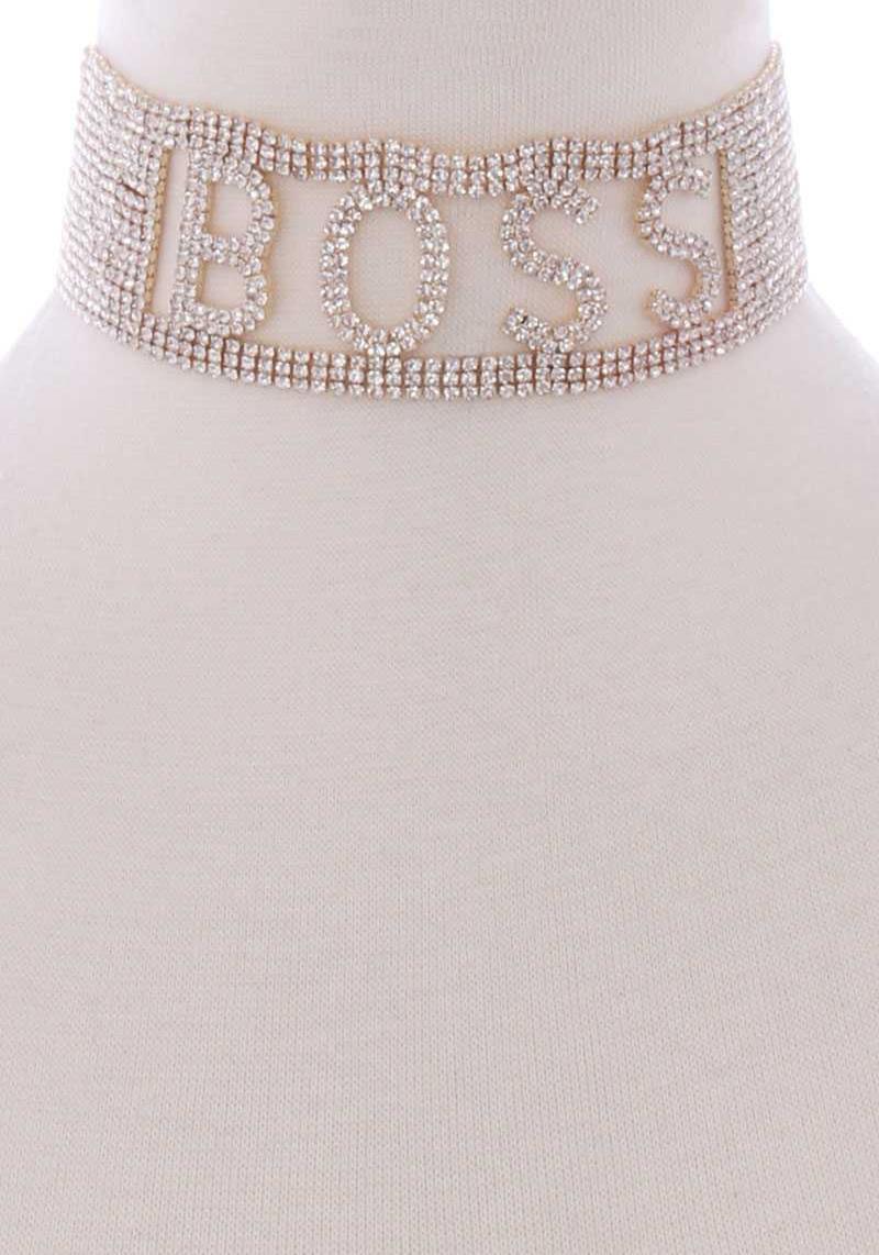 BOSS RHINESTONE CHOKER NECKLACE