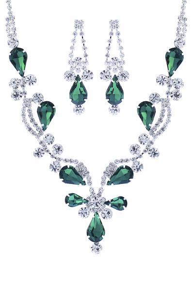 BRIDAL STATEMENT RHINESTONE NECKLACE EARRING SET