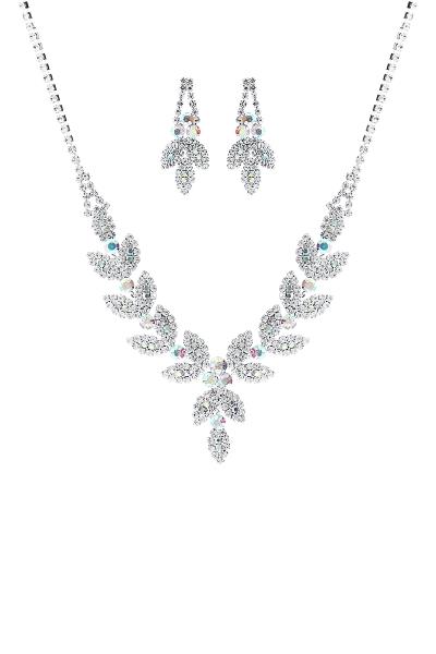 RHINESTONE MARQUISE FANCY BRIDAL NECKLACE AND EARRING SET