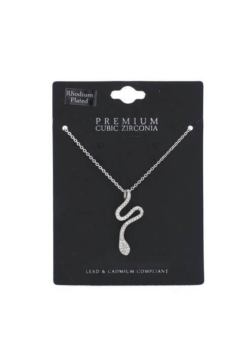 SNAKE PENDANT RHODIUM PLATED NECKLACE