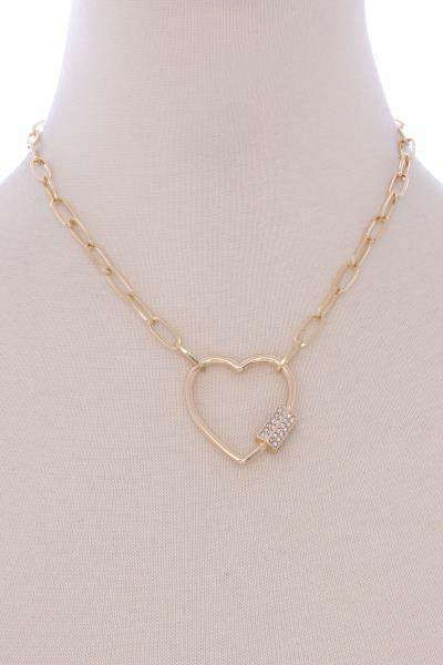 METAL HEART PENDANT CHAIN NECKLACE