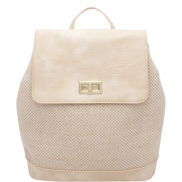 FASHION DOUBLE TEXTURED TWIST LOCK FLAP BACKPACK