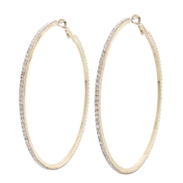 RHINESTONE EDGE HOOP EARRING