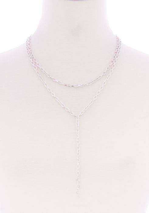 2 LAYERED METAL CHAIN Y NECK NECKLACE