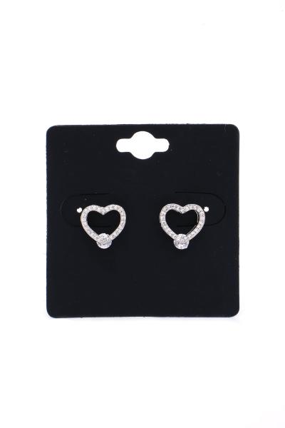 RHINESTONE HEART STUD EARRING