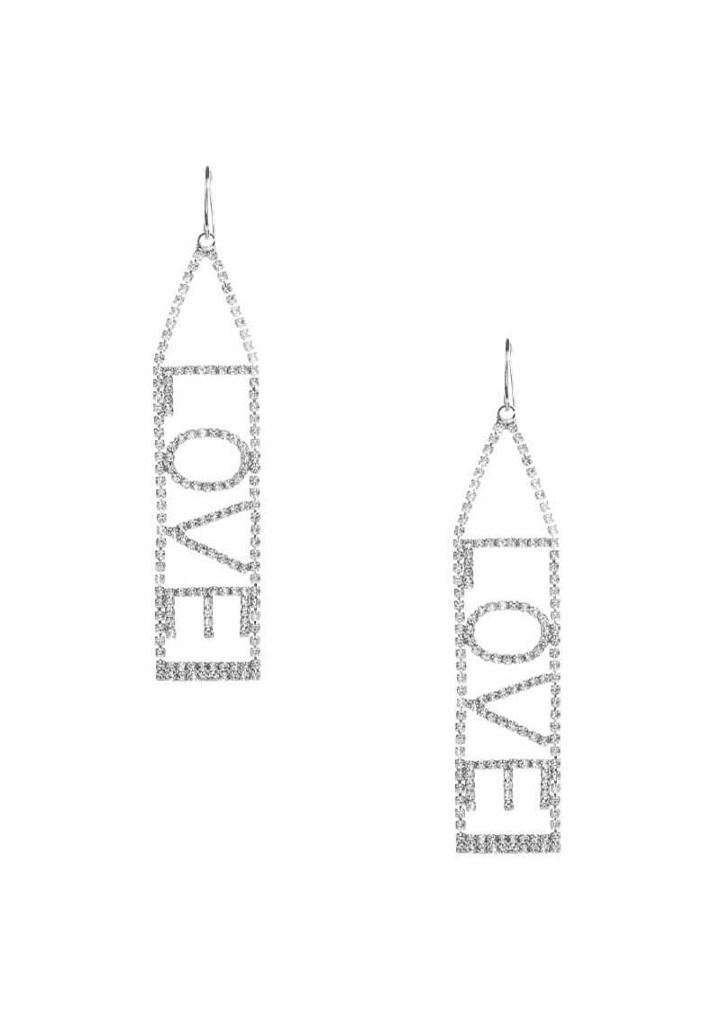 RHINESTONE LOVE DANGLE EARRING