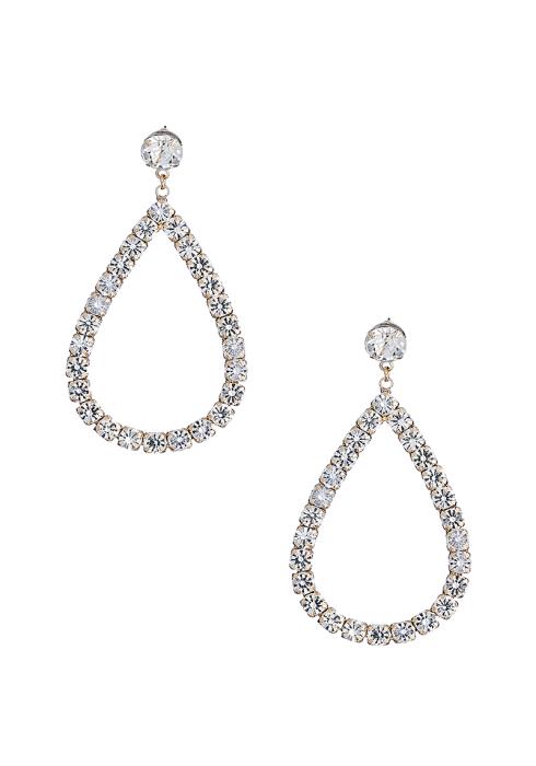 RHINESTONE TEARDROP SHAPE DROP EARRING