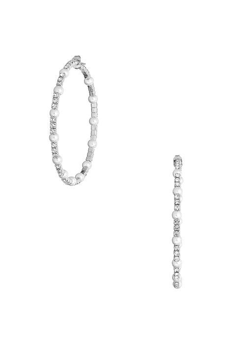 FASHION 50 MM PEARL WIRE HOOP EARRING