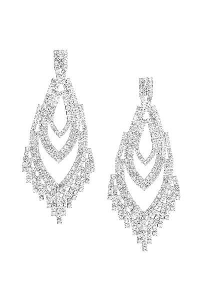 RHINESTONE LAYER DESIGN FRINGE EARRING