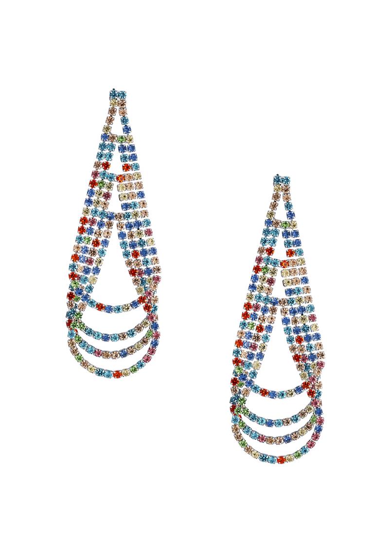 RHINESTONE 2MM LAYER PEAR SHAPE EARRING