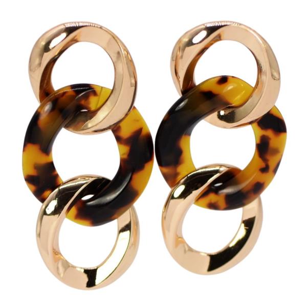 ACETATE METAL LINK DANGLE EARRING