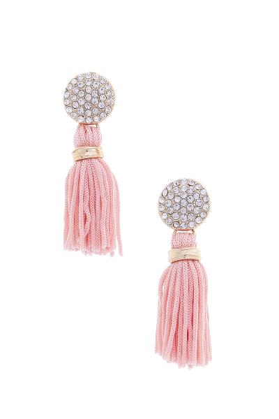 FASHION TASSEL RHINESTONE ROUND EARRING