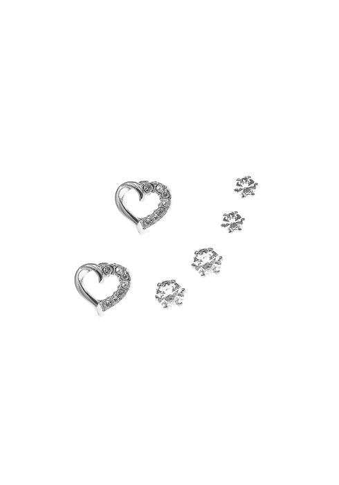 CRYSTAL HEART 3 PAIR STUD EARRING