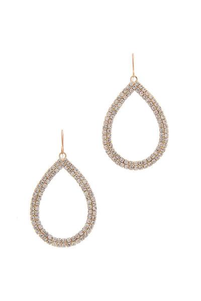 RHINESTONE 2 LINE PEAR SHAPE 30MM EARRING