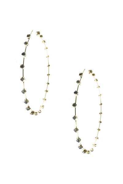 RHINESTONE 80MM STATION HOOP EARRING