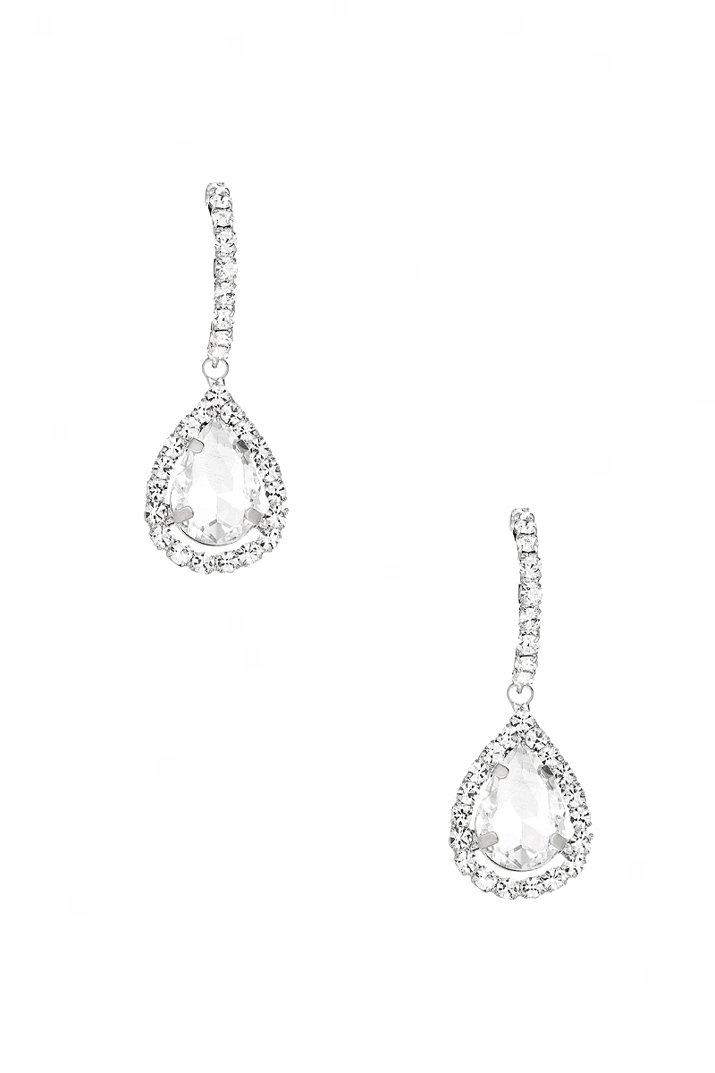 TRENDY CRYSTAL TEAR RHINESTONE DANGLE EARRING