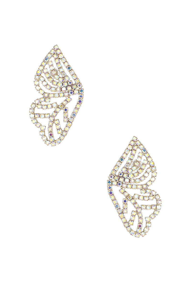 RHINESTONE BUTTERFLY WING POST EARRING