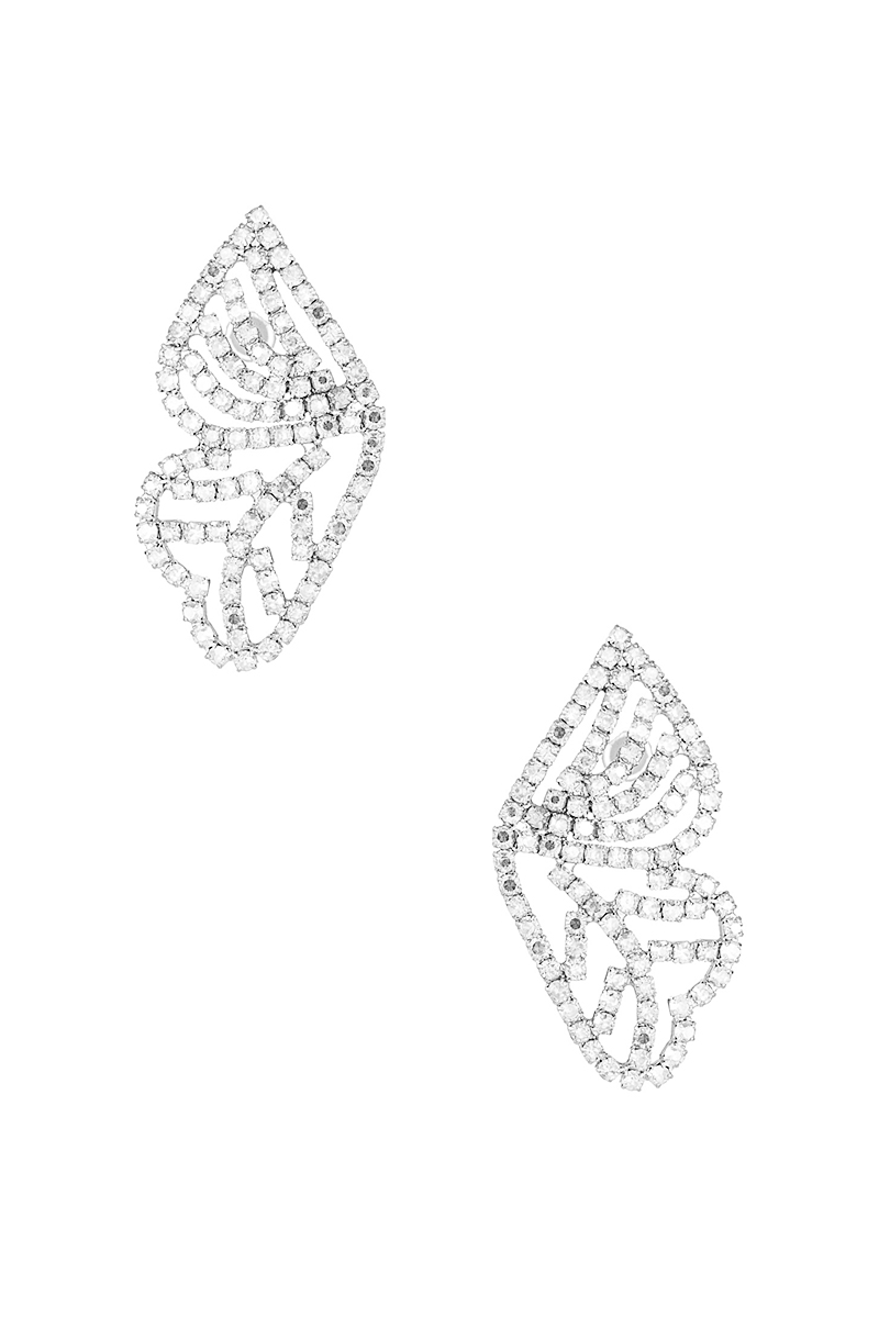 RHINESTONE BUTTERFLY WING POST EARRING