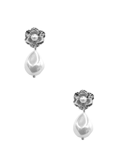 METAL FLOWER PEARL DANGLE