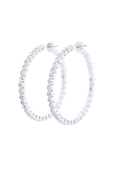 RHINESTONE CIRCLE EDGE HOOP EARRING