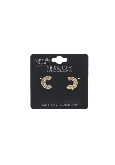 OPEN CIRCLE CUBIC ZIRCONIA 14K GOLD PLATED EARRING